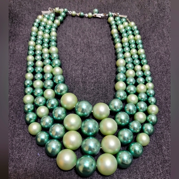 Vintage Faux Pearl 4 Strand Necklace - Picture 1 of 2